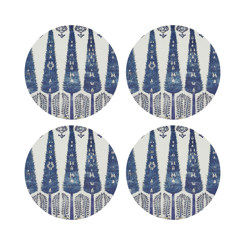 Topkapi Garden Classic Vegan Leather Round Coasters, Classic