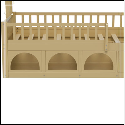 Twin Kaiser Frame with Roof, LED light, Safety Guardrails, Storage Drawers and Cubby