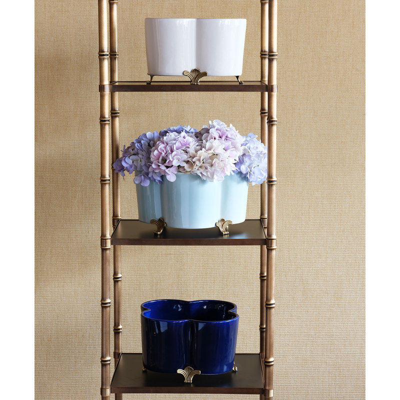 Pot de fleurs en porcelaine Quatrefoil, Crème