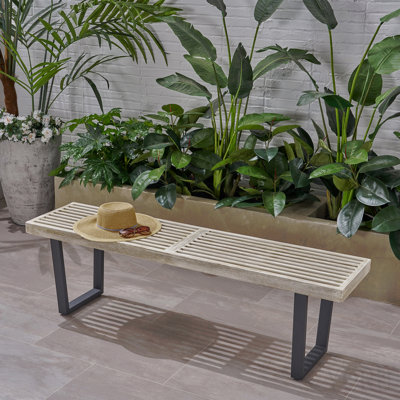Metal/Solid Wood Outdoor Bench