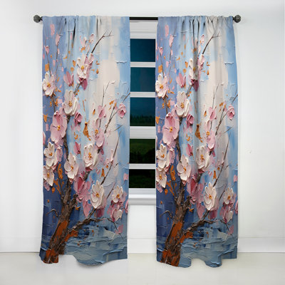 Asian Art Sakura Serenity I - rideau art asiatique - rideau occultant abstrait - 1 panneau