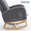 Chaise berçante moelleuse avec repose-pieds et pochette de rangement - Chaise berçante à haut dossier avec base en bois massif-878743925