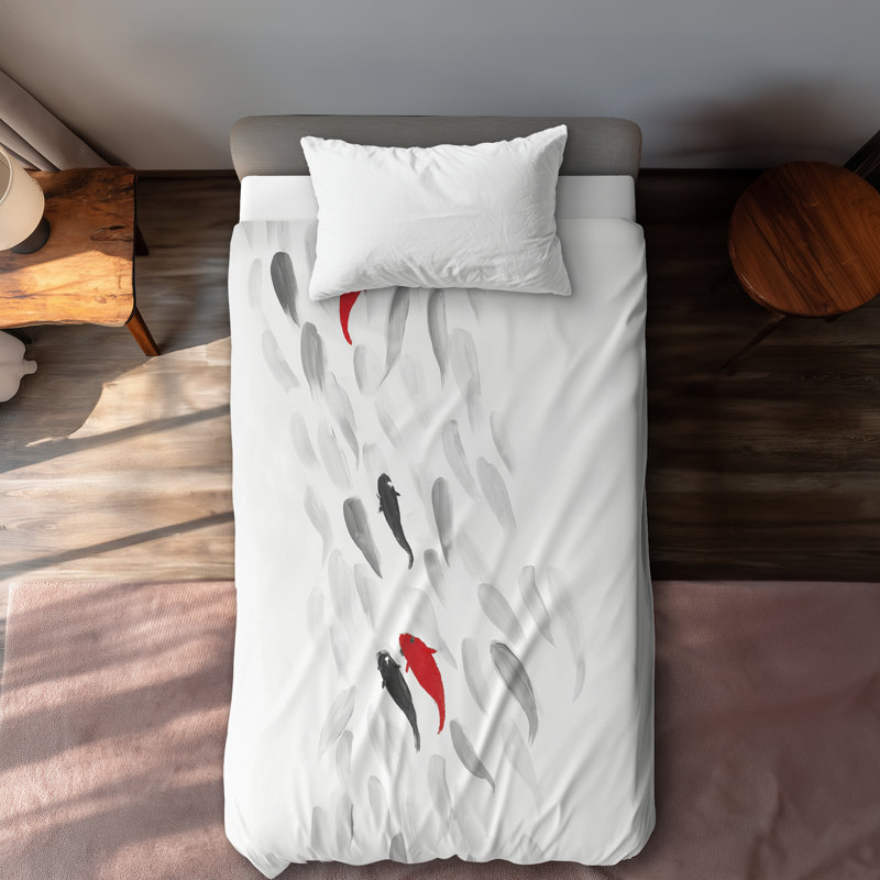 Swimming fish wave Bathroom Gray duvet cover | Home Decor