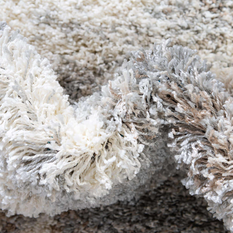 Round  Abstract Machine Made 8' Polypropylene Area Rug in Gray/Ivory/Brown, Rectangle 2' x 3'1"