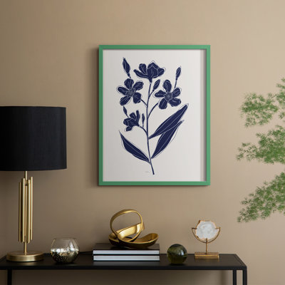 Indigo Botanical Study I Framed Print - Solid Wood