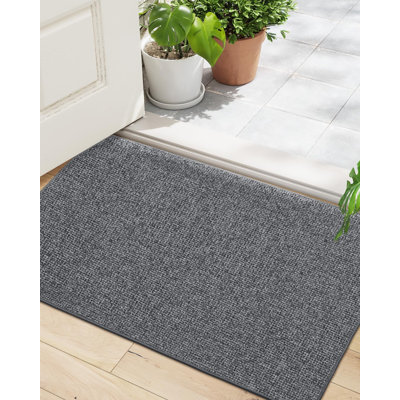 Tapis de porte d'intérieur ultra mince, envers en caoutchouc antidérapant, tapis de bienvenue à profil bas résistant aux taches