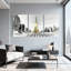 Ensemble de 3 impressions d'art sur toile, "Golden Tower In Cityscape"-617970075