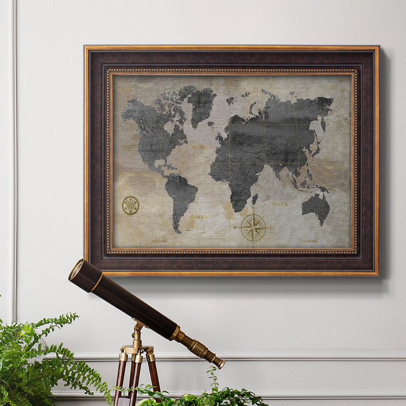 «Shufelt Modeled World Map», impression encadrée sur toile, H 29 po x l 41 po x P 2,5 po