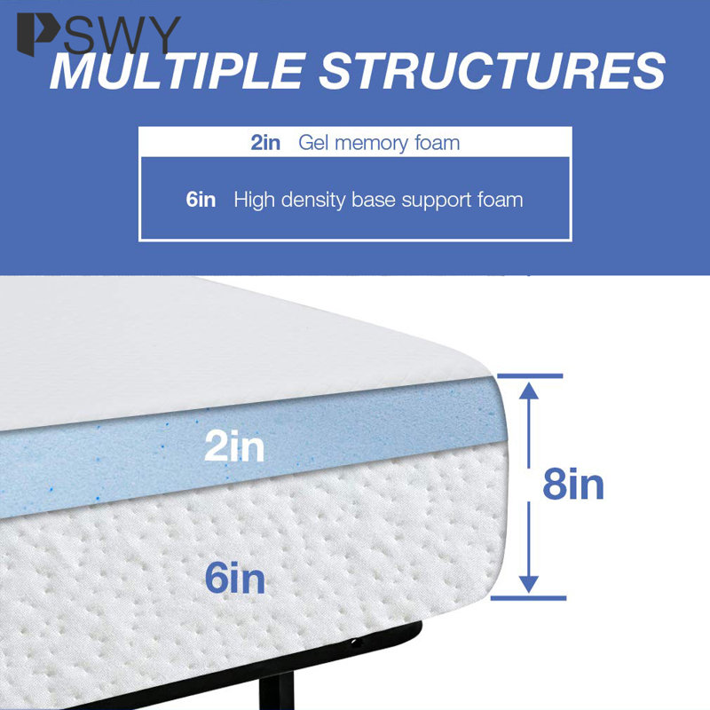 Matelas en mousse viscoélastique gélifiée 8 pouces, Grand lit