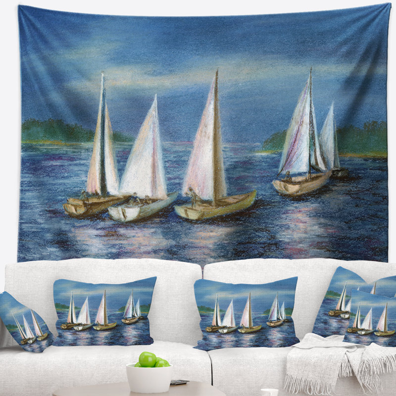 Seascape yachts par obsky sea tapestry, H 32 po x l 39 po