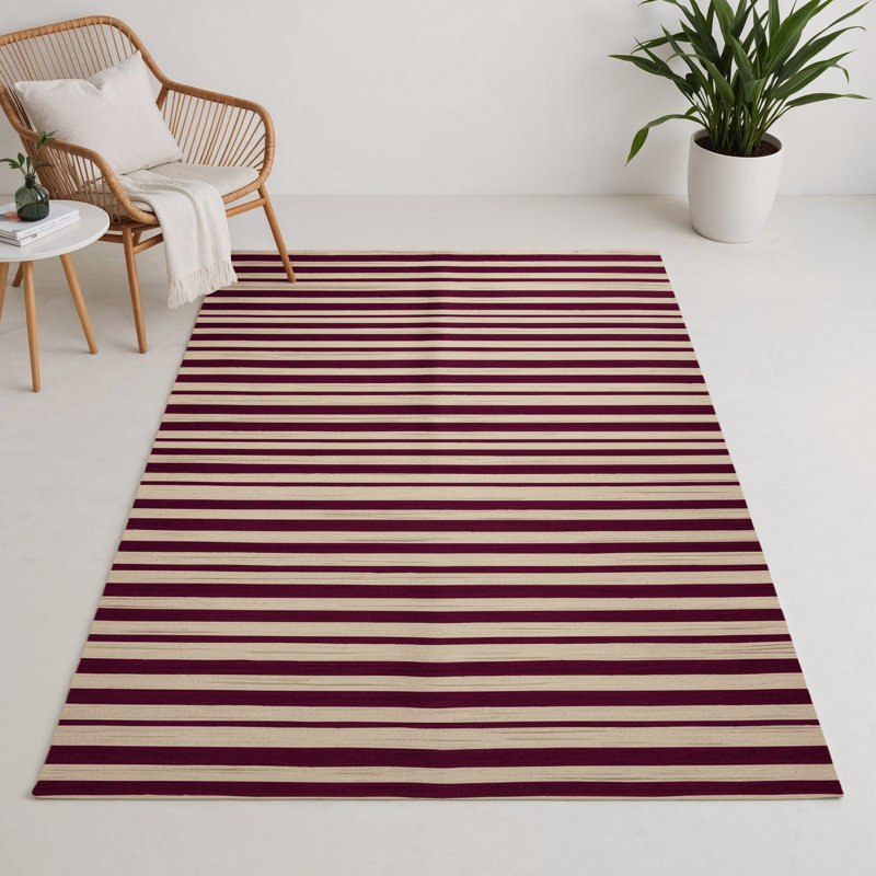 Tapis intérieur / extérieur beige HorizontalStripes, Rectangulaire 3 pi x 5 pi