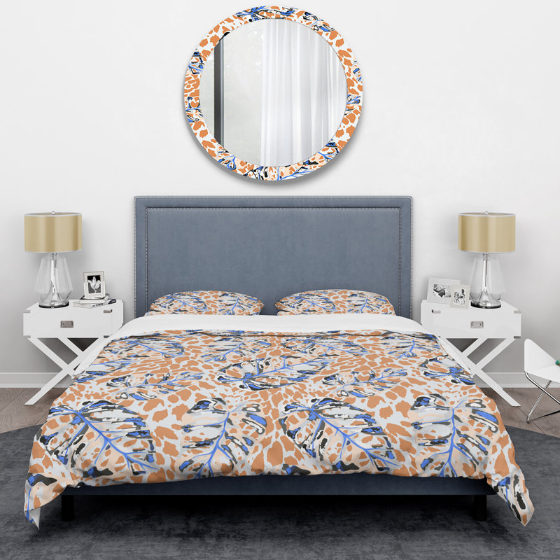 Ensemble de housse de couette en microfibre orange / bleu 3 pièces
