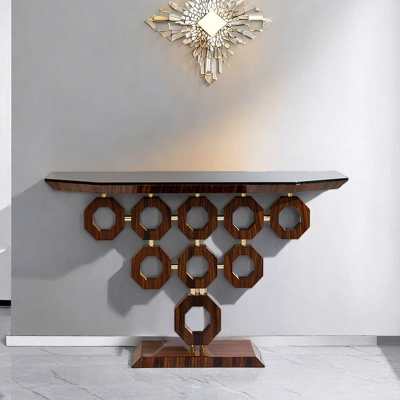 Console de hall d'entrée artistique de luxe, H 33,5 po x l 39,4 po x P 15,7 po