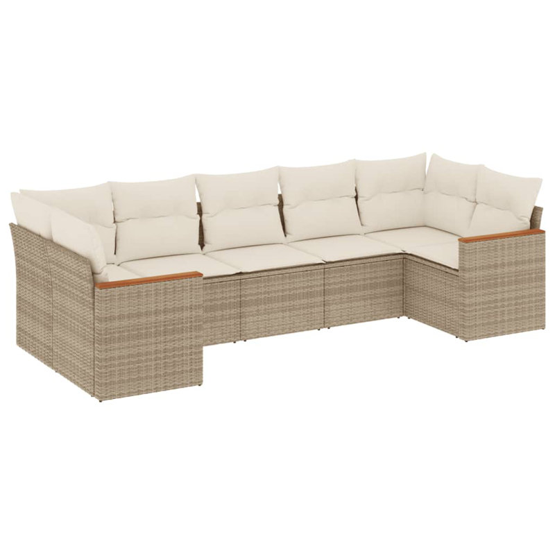 Ensemble de canapé de jardin en rotin PE beige, acier thermolaqué Vidaxl, 100% polyester