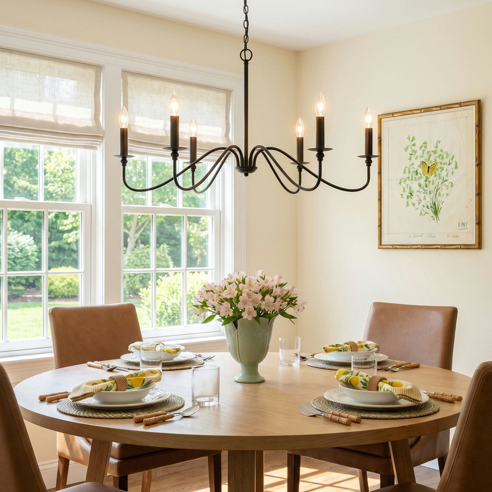 Ableton Iron 6-Light Chandelier, Matte Black, 18" H x 30" W x 30" D