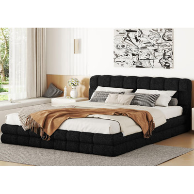 Grand lit plateforme tapissier Sturdy Construction