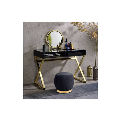Vanity Desk with Mirror and Jewelry Tray