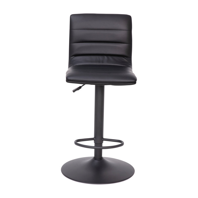 Black Adjustable Swivel Bar Stool with Metal Frame