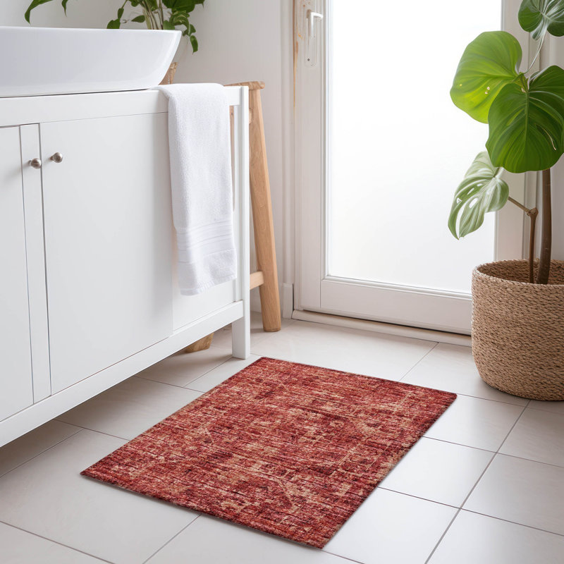 Premium Machine Washable Kelsa AMF41 Spice Rug, Rectangle 1'8" x 2'6"