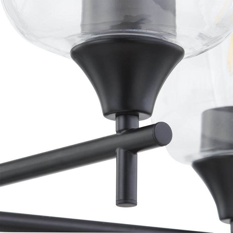 Matte Black 5-Light Chandelier with Clear Glass Shades