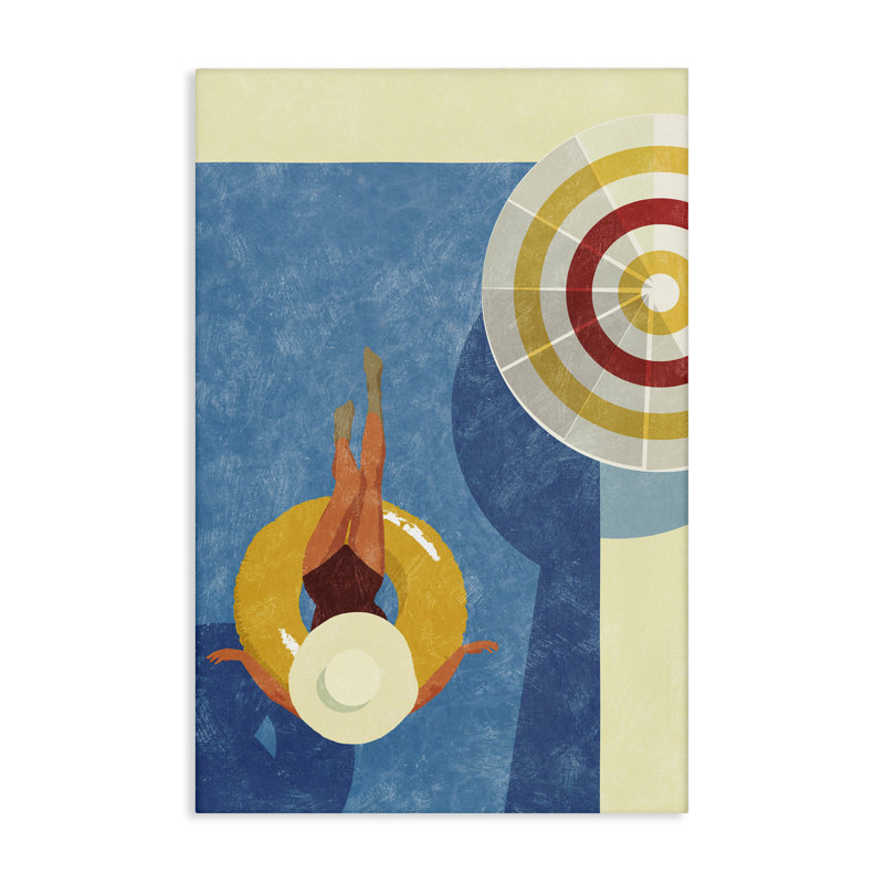 Relaxing on Pool Float Canvas Wall Art by Victoria Barnes, 24" H x 16" W