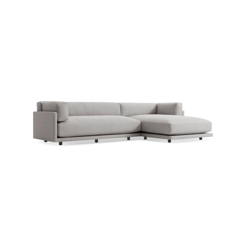 Sunday Chaise Sectional, Agnew Gray Textured Basketweave, Right Hand Facing