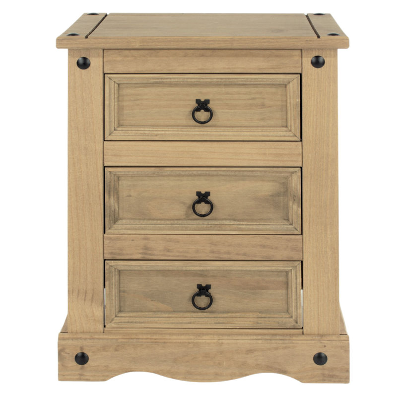 Mauldin 3 Drawer Bedside Table, Brown