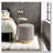 Channel‑Tufted Accent Stool – Gray Fur‑like Fabric – Gold Stainless Steel Base-1531335306
