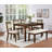 1Pc Rich Wood Finish Beige Fabric Upholstered Bench Wooden Dining Room Furniture