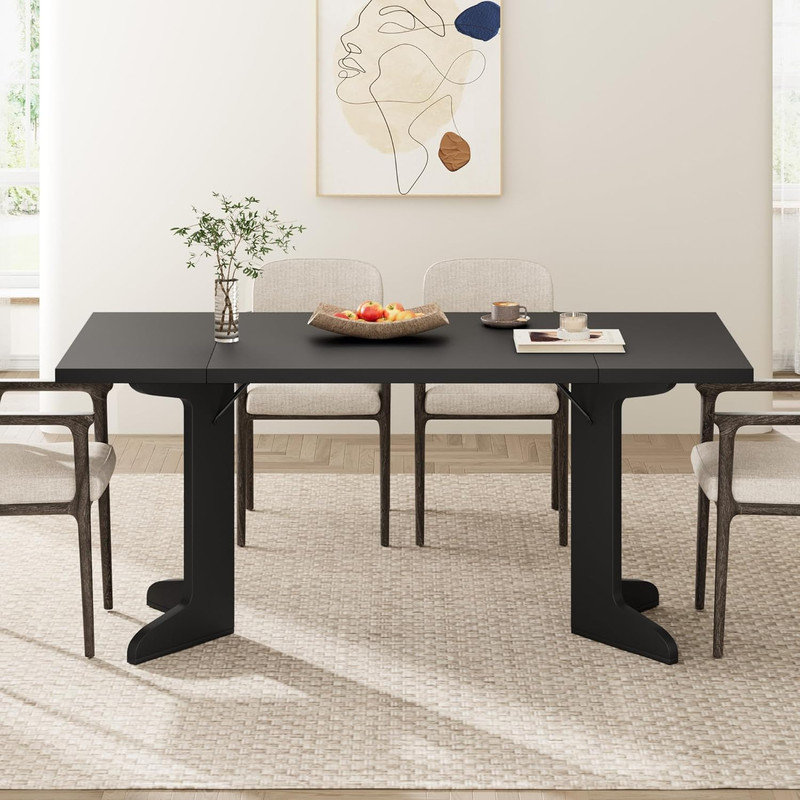 71" Modern Farmhouse Dining Table for 6-8, Rectangular Wood Table with Thick Top & Sturdy Legs, Commercial Grade for Restaurant, Kitchen, Office