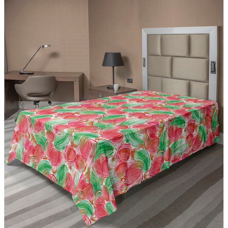 Ambesonne, drap plat floral pivoines, art botanique printanier