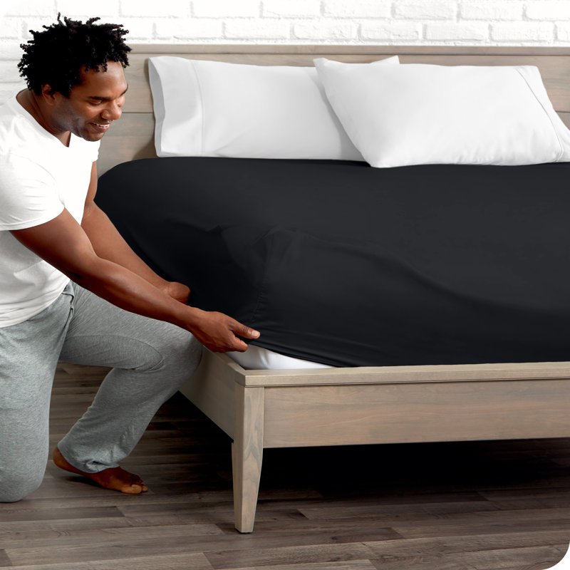 Fitted Bottom Sheet, Super King, Black
