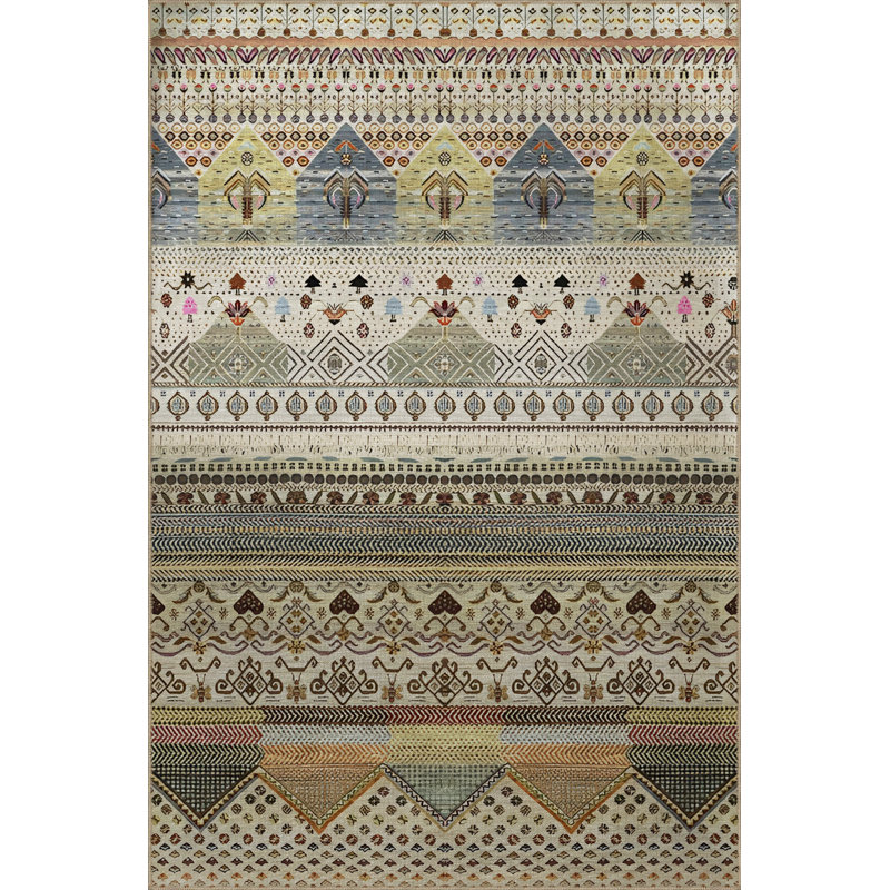 Tapis décoratif moderne à motif de rayures de couleur mélangée Mira, Tapis de couloir 3 pi 3,37 po x 9 pi 10,11 po