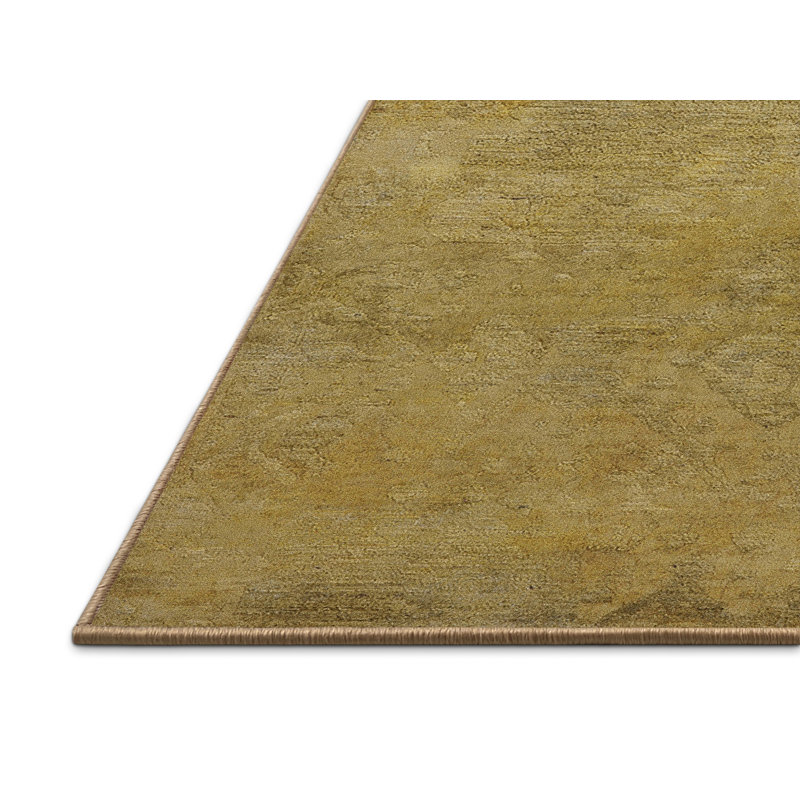 Tapis jaune à motif abstrait Austermann, Tapis de couloir 2 pi x 5 pi