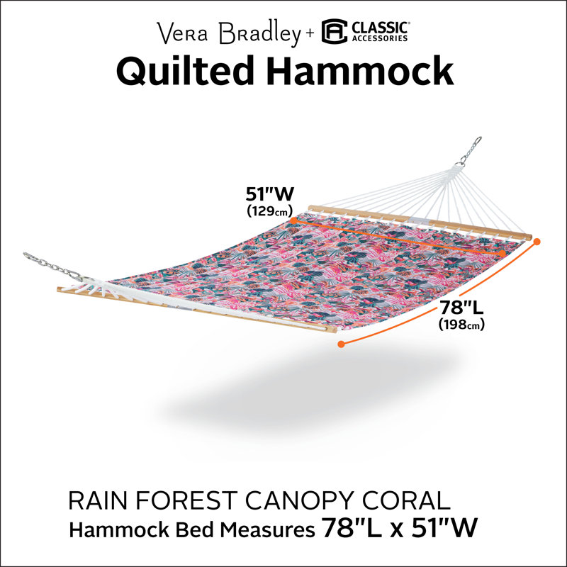 Vera Bradley 2 Person Classic Hammock, Rain Forest Canopy Coral