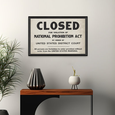 Fermé - National Prohibition Act, art abstrait rétro