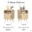 Rattan Nightstand, Side Table With Door Open Shelf, Accent Bedside End Table With Solid Wood Legs