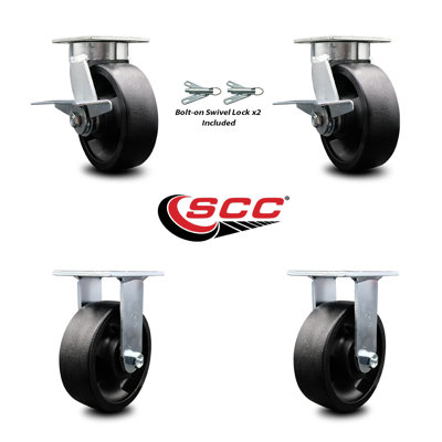 Kingpinle Gla Filled Caster Set 2 Brakes/Swivel Locks 2 Rigid