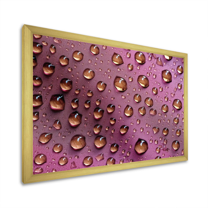 «Red Rose with Raindrops On Black IV», reproduction d'art sur toile, Cadre doré à une seule photo