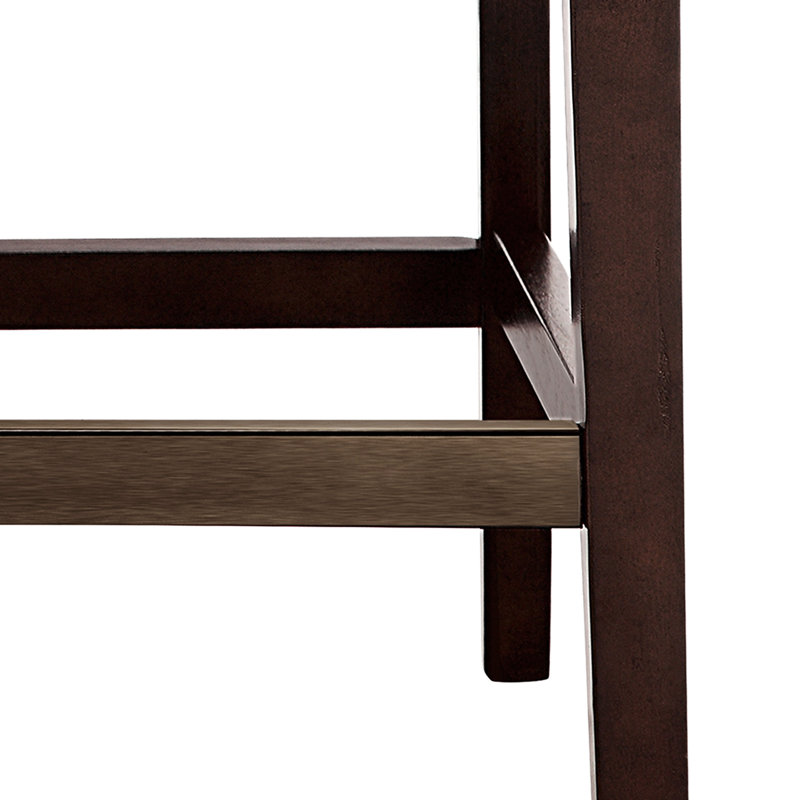Comptoir - tabouret de 26 po, revêtement brun clair, pieds en bois, dossier à boutons, plaque de protection en bronze, trousse d'assemblage à finition moderne, outils inclus
