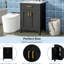 Meuble-lavabo 24 po avec lavabo en céramique - Meuble-lavabo moderne. Bois massif et fabrication. Armoire noire. Poignées dorées. 2 portes à fermeture en douceur. +-1978426824-1978426829