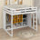 Lit mezzanine en bois avec garde-robe et escalier réversible, cadre de lit multifonction avec tablettes et armoire