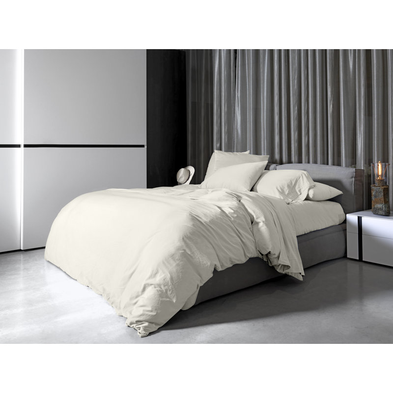 Viola Sateen Duvet Cover, King Duvet Cover, Ivory