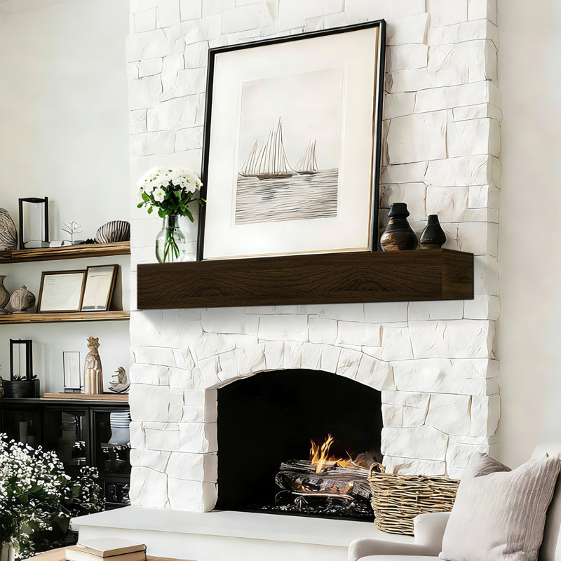 Fireplace Mantel Handmade Rustic Wood Mantel for Over Fireplace Wall Mounted Floating Mantle Shelves for Living Room Decor