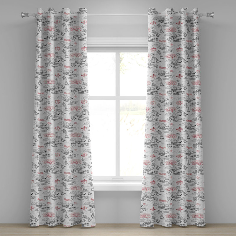 Rideau décoratif à œillets 2 panneaux Dakota Fields, 50 po x 96 po, gris foncé rouge, L 50 po x L 108 po