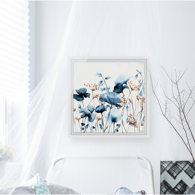 Blue Flower Fields 1 Piece Single Picture Frame Painting, 45cm H x 45cm W x 3.81cm D