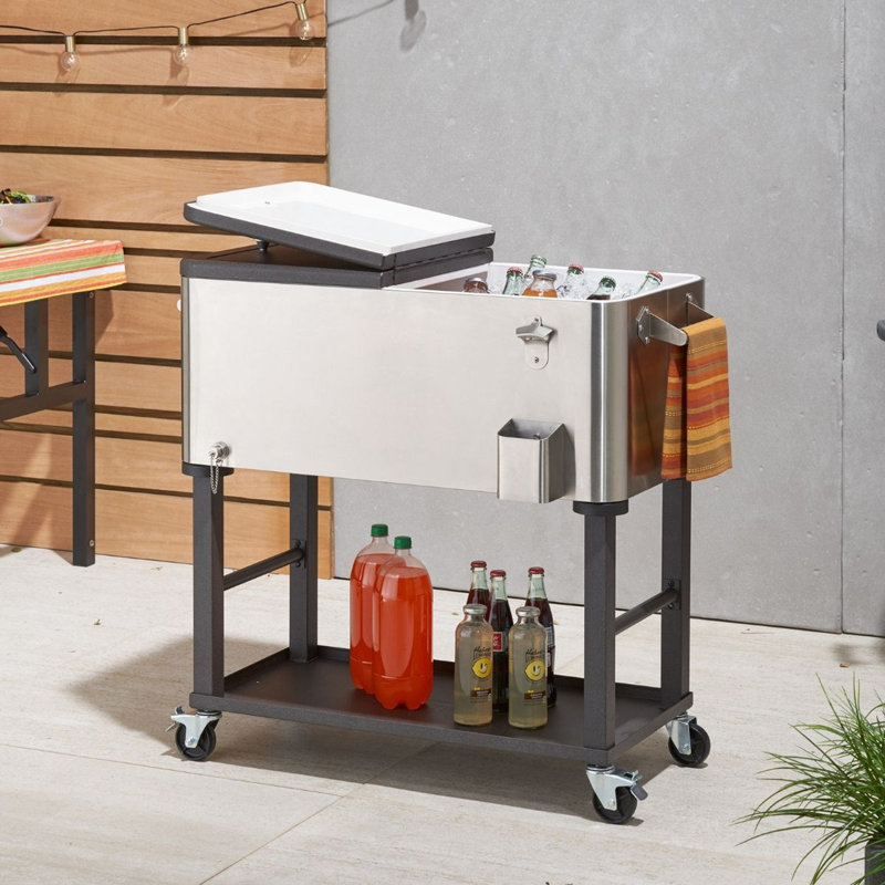 TRINITY 80 Qt./20 Gal. Stainless Steel Wheeled Cooler w/ Detachable Tub