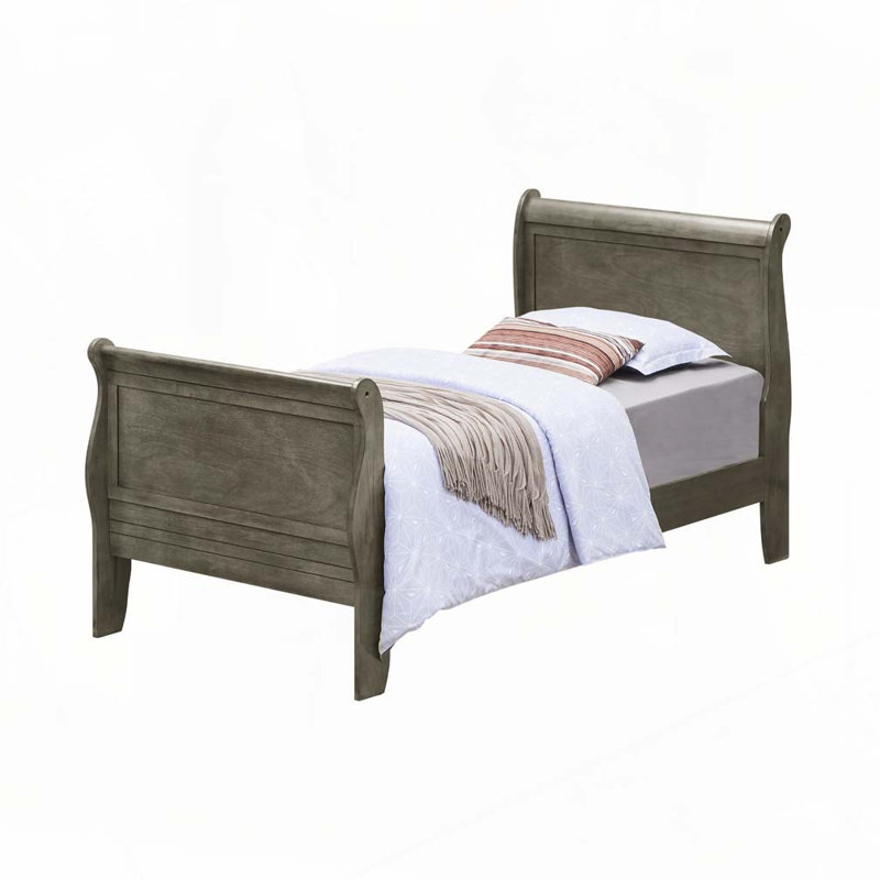 Lit en bois, Gris, Lit simple