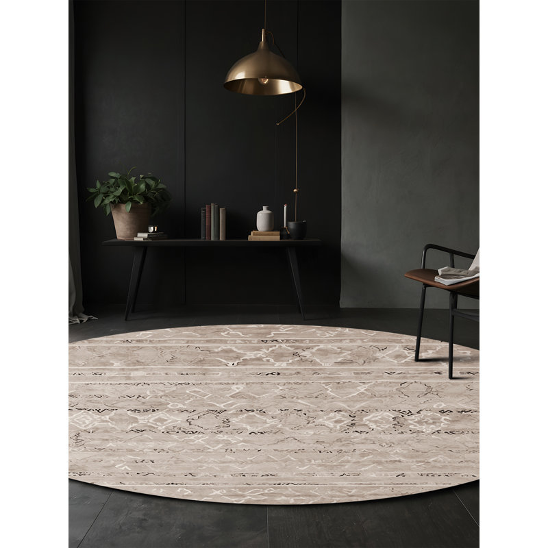 Machine Washable Gray Area Rug, Round 7'
