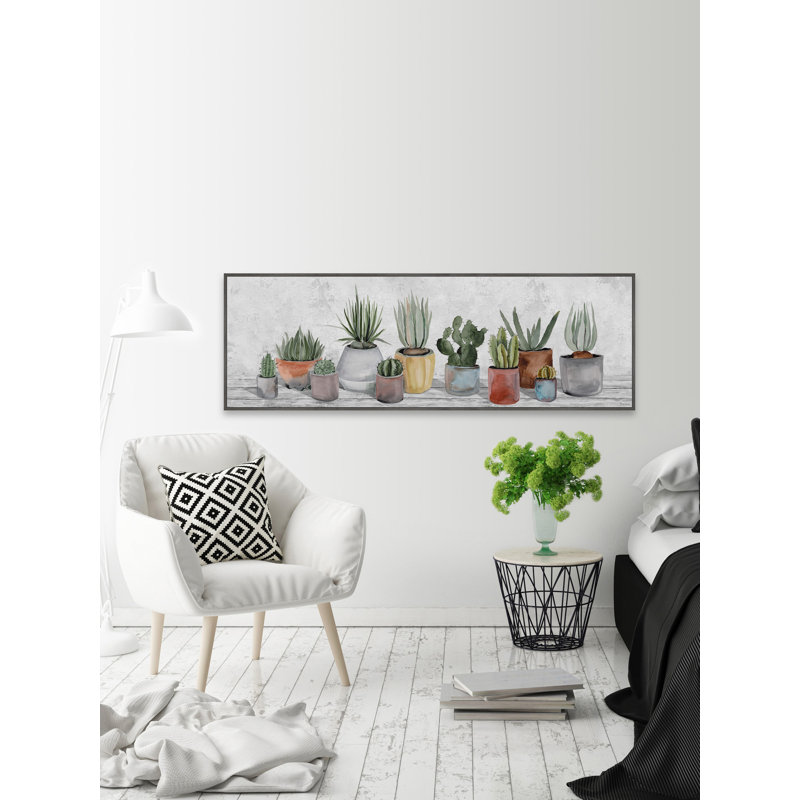 «Colored Plant Pots», reproduction encadrée sur toile, H 10 po x l 30 po x P 1,5 po